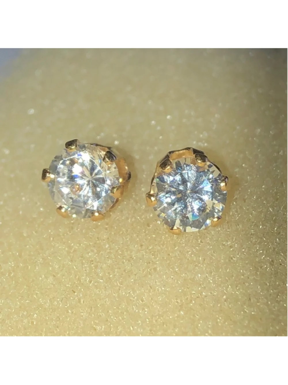 Gold Plated Sterling Silver L 925 Round Dainty Stud Earrings